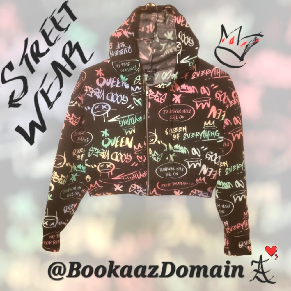 New! Graffiti Cropped Hoodie